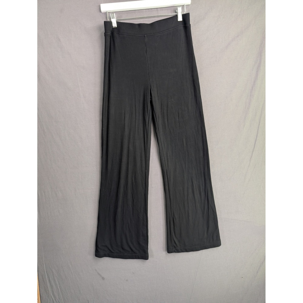 Banana Republic Womens Ribbed Knit Wide Leg Pants Black Medium 1908045